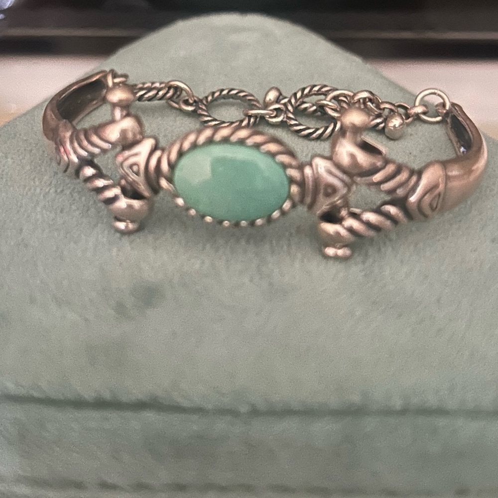 Turquoise Oval Stone Silver (925) Bracelet - Women Jewelry